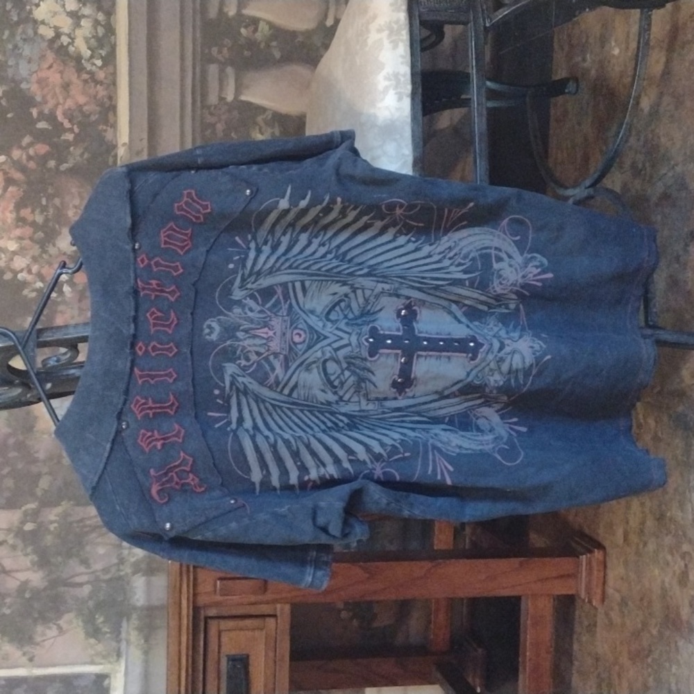 Vintage Affliction Limited Edition Studded polo shirt.